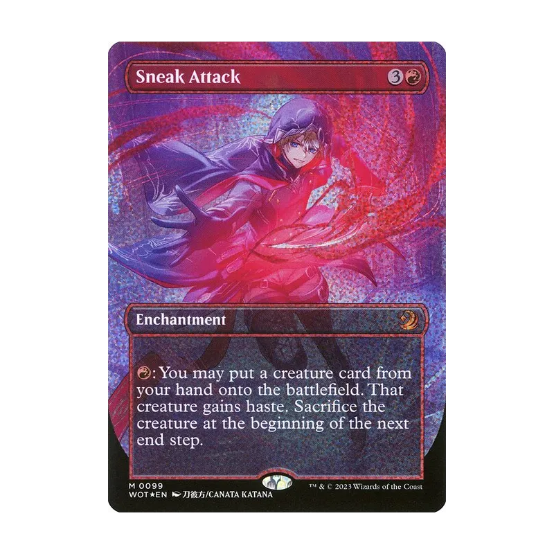 Sneak Attack (Anime Borderless) (Confetti Foil) - Wilds of Eldraine: Enchanting Tales (Foil Near Mint)