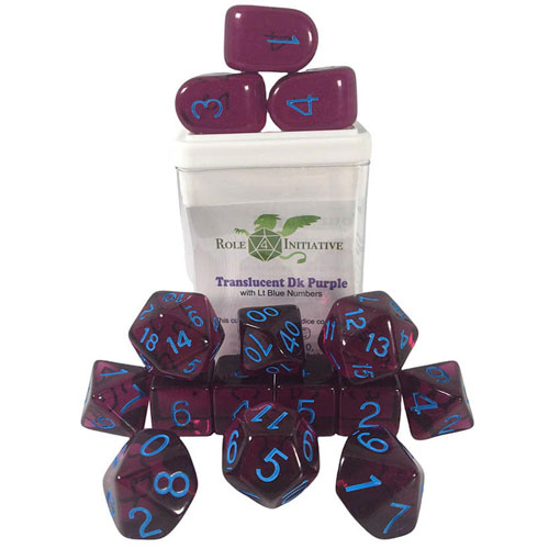 R4I Dice w/ Arch'd4: Translucent - Dark Purple w/ Light Blue (15) (Last Chance) R4I Dice w/ Arch'd4: Translucent - Dark Purple w/ Light Blue (15) (Last Chance)
