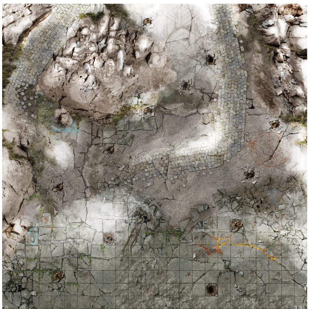 Battle Systems Gaming Mat: Frosty Crags (2x2ft) - Grid (New Arrival)