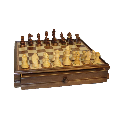 Chess Set: Walnut & Maple Inlaid Chest (Last Chance)
