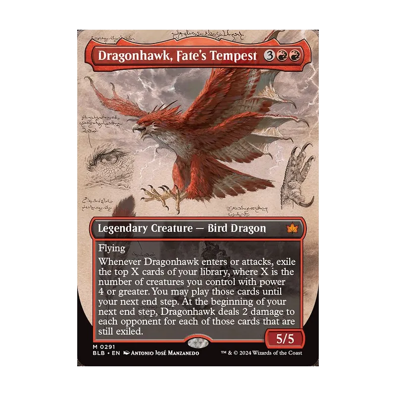 Dragonhawk, Fate's Tempest (Borderless) - Bloomburrow (Near Mint)