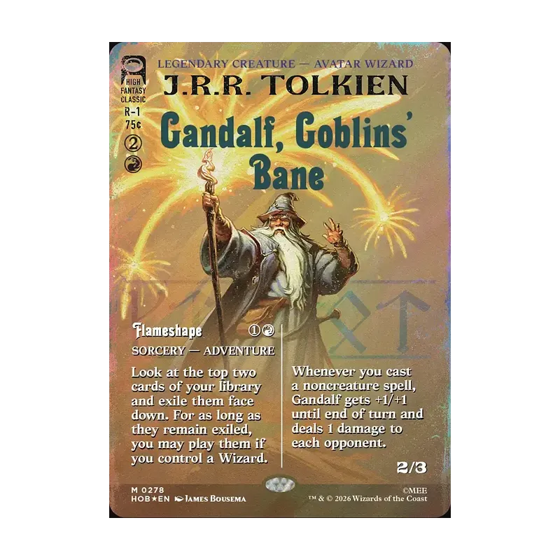 Gandalf, Goblins' Bane (Borderless) (Surge Foil) - The Hobbit (Foil Near Mint)