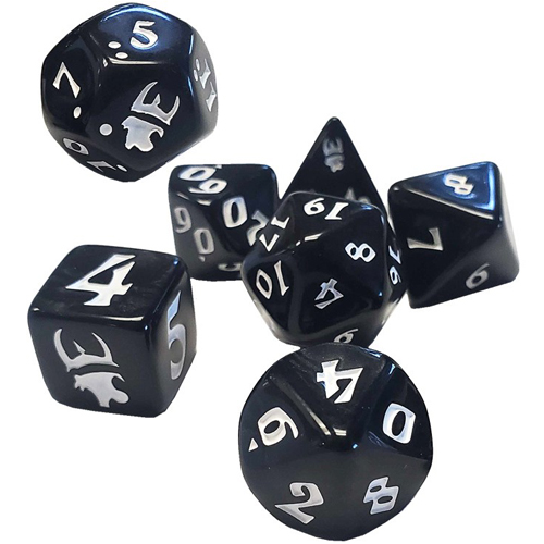 Munchkin Polyhedral Dice Set: Black w/White (7)
