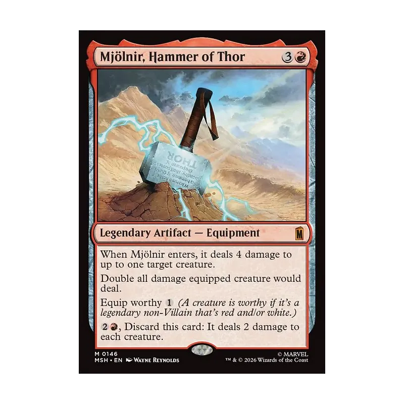 mjolnir mtg card Magic The Gathering - Universes Beyond - Assassin's Creed Whenever equipped creature attacks Mjolnir's Might | Marvel Super