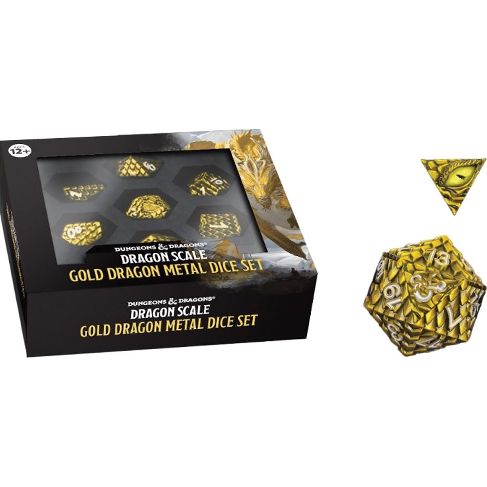 D&D Metal Dice Set: Dragon Scale - Gold (7) (Preorder)