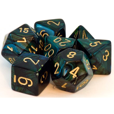 Chessex Dice Set: Scarab Jade w/Gold (7) Chessex Dice Set: Scarab Jade w/Gold (7)