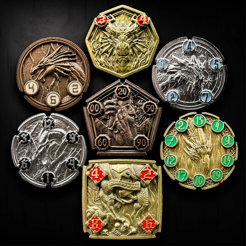 FlipDie Metal Dice Coin Set: Dragon (7) (New Arrival)