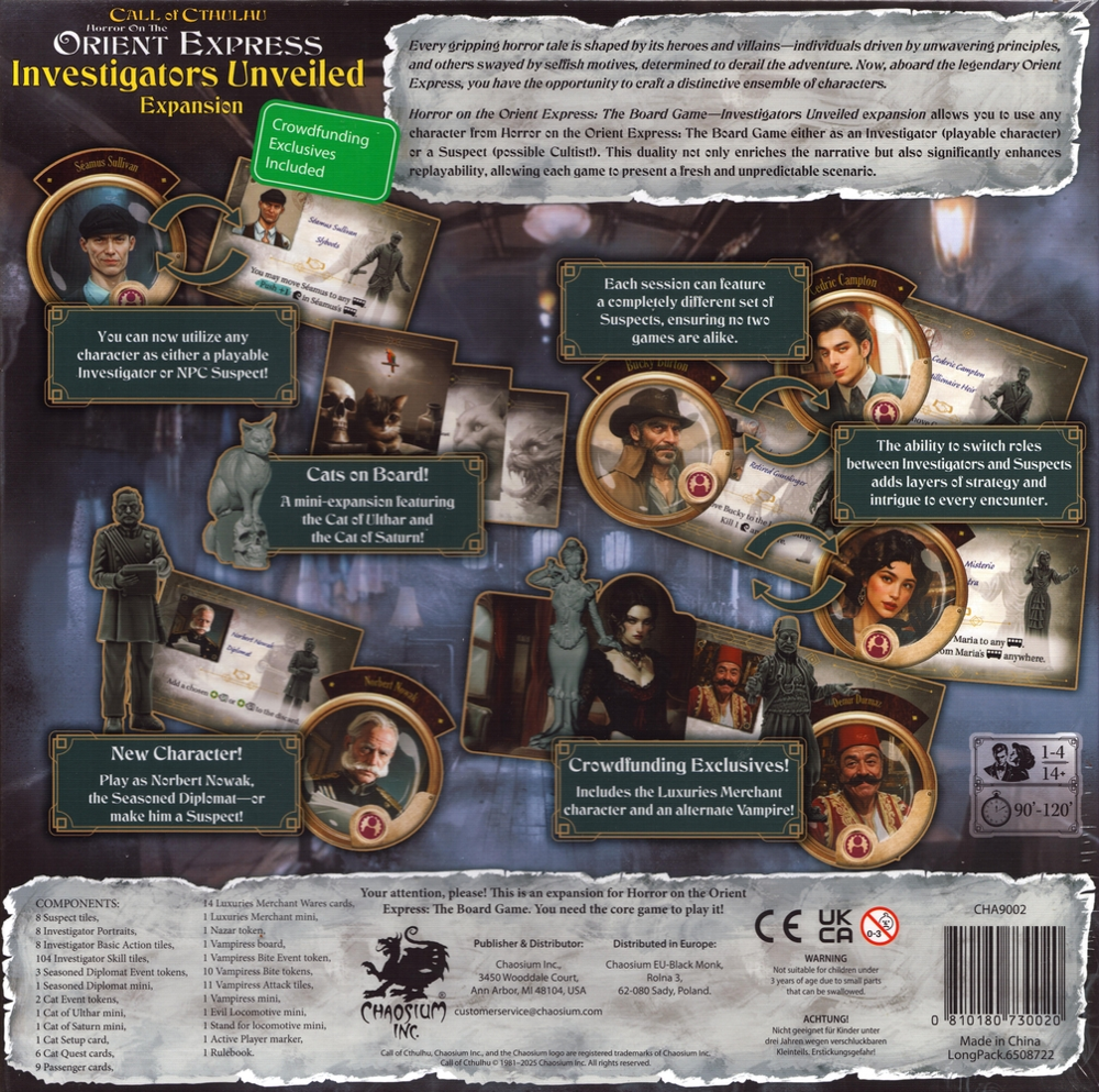 Horror on the Orient Express: The Board Game - Investigators Unveiled Expansion (Kickstarter Edition) (New Arrival)