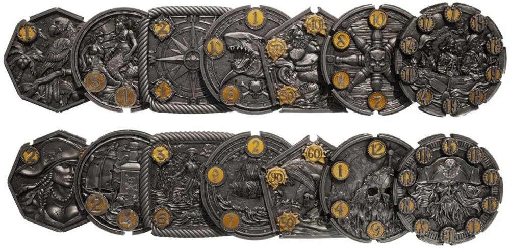 FlipDie Metal Dice Coin Set: Pirate - Black (7) (New Arrival)