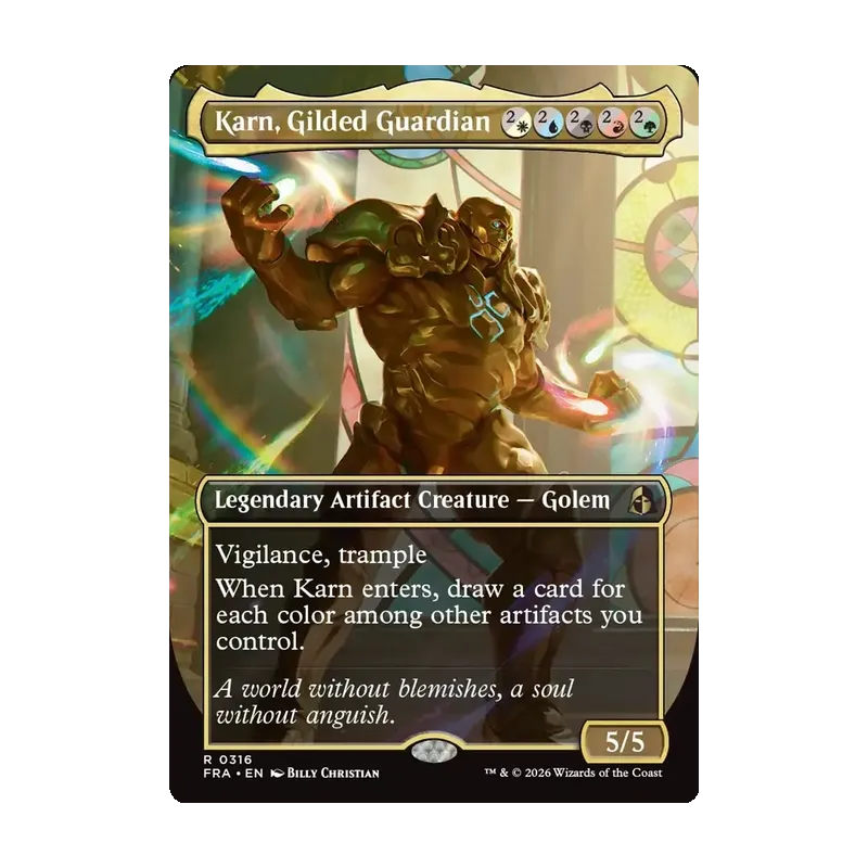 Karn, Gilded Guardian (Borderless) - Reality Fracture (Near Mint)