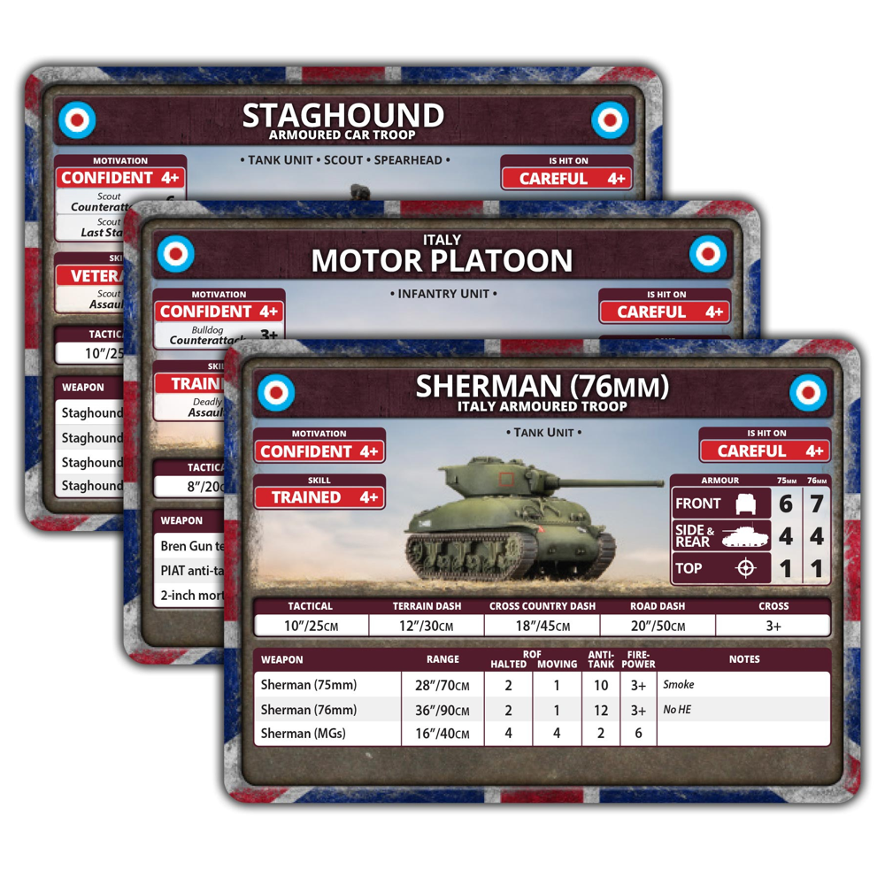 Flames of War WW2: Liberation of Italy - British Unit Cards (Preorder)