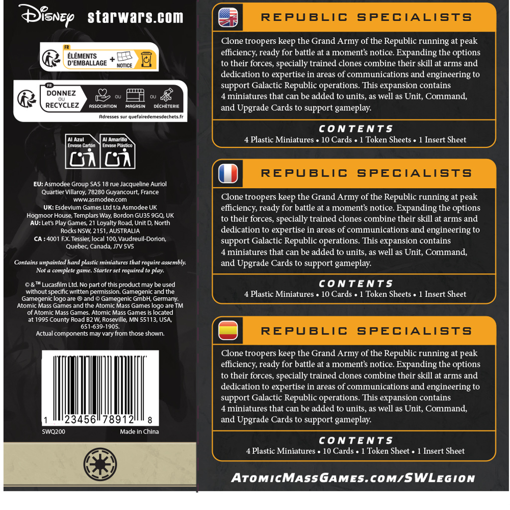 Star Wars: Legion - Republic Specialists (New Arrival)