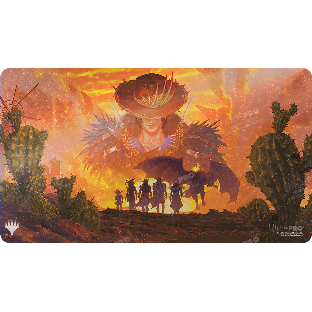 MtG Holofoil Playmat: Outlaws of Thunder Junction - Gang Silhouette (Last Chance) MtG Holofoil Playmat: Outlaws of Thunder Junction - Gang Silhouette (Last Chance)