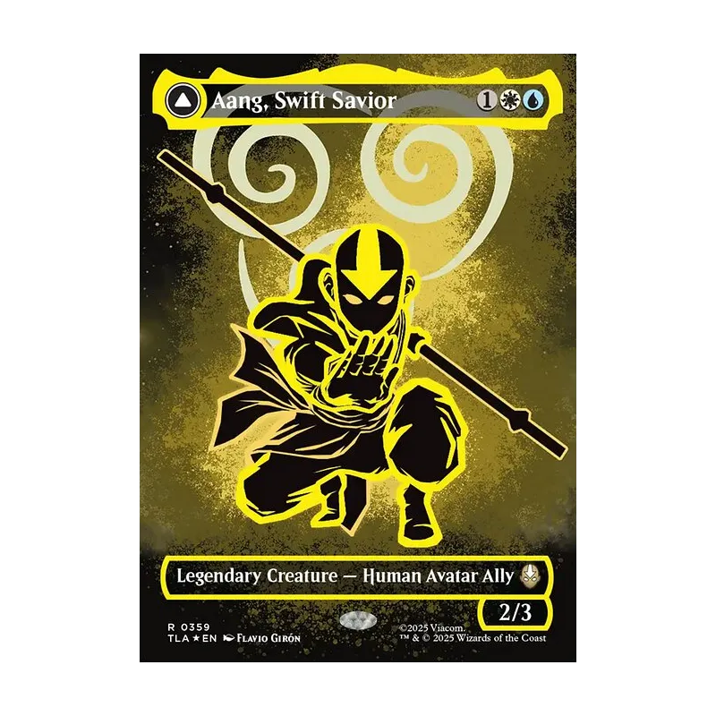 Aang, Swift Savior // Aang and La, Ocean's Fury (Borderless) (Neon Ink Foil) - Avatar: The Last Airbender (Foil Near Mint)