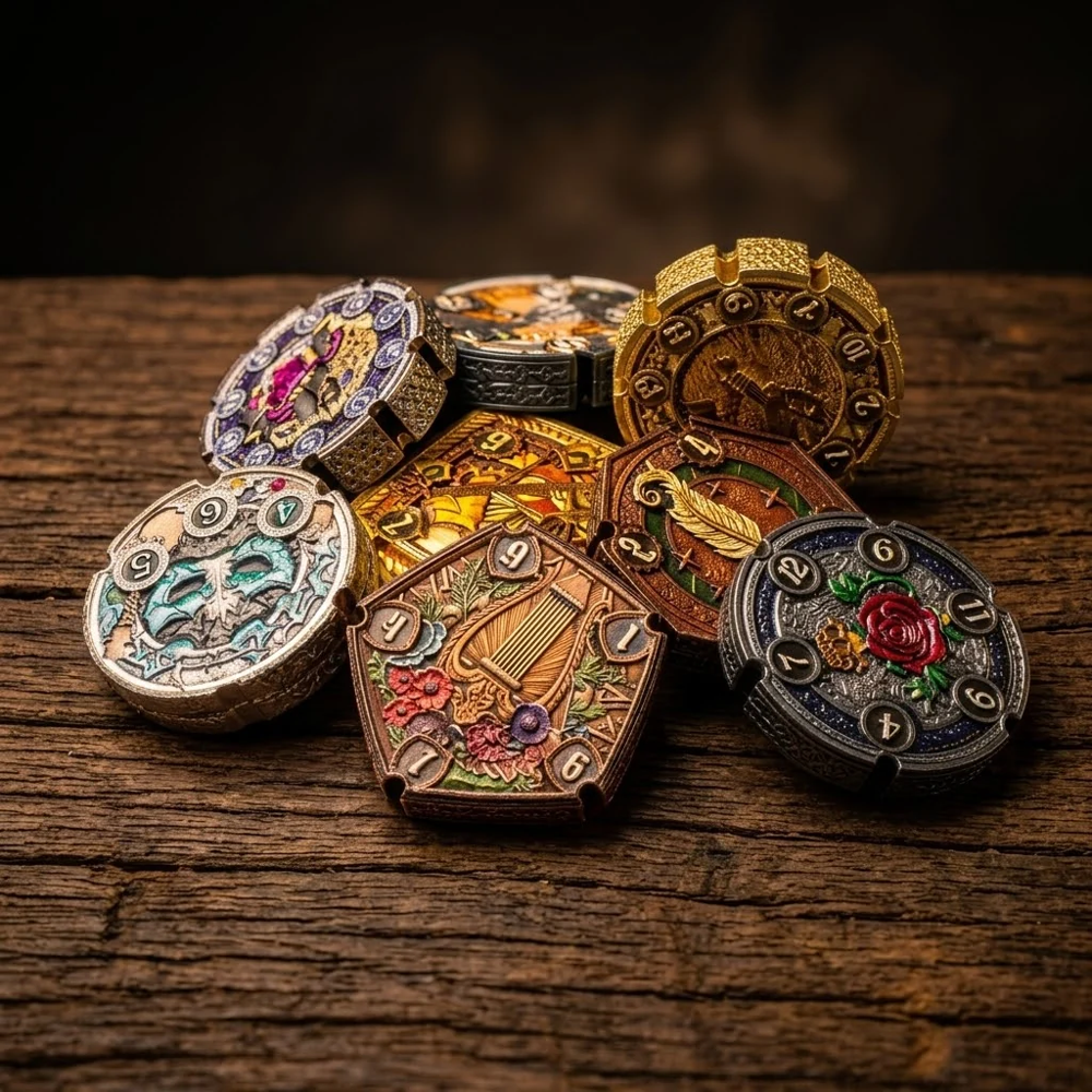 FlipDie Metal Dice Coin Set: Bard (7) (New Arrival)