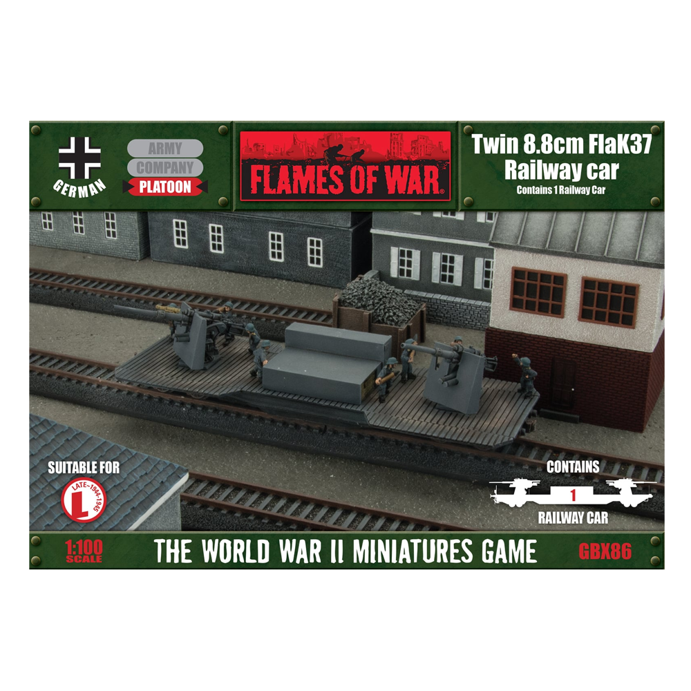 Flames of War WW2: German - Twin 8.8cm FlaK Railway Car (New Arrival)