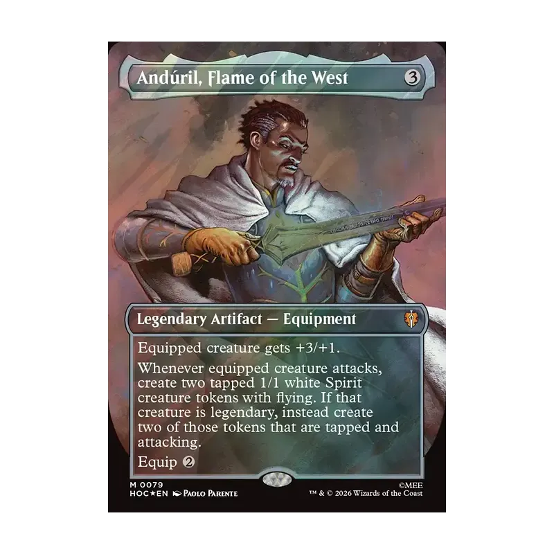 Anduril, Flame of the West (Borderless) (Surge Foil) - The Hobbit Eternal (Foil Near Mint)