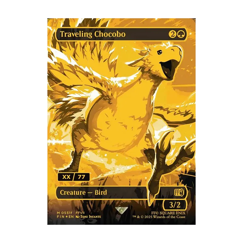 Traveling Chocobo (Borderless) (Serial Numbered) - Final Fantasy (Foil Near Mint)