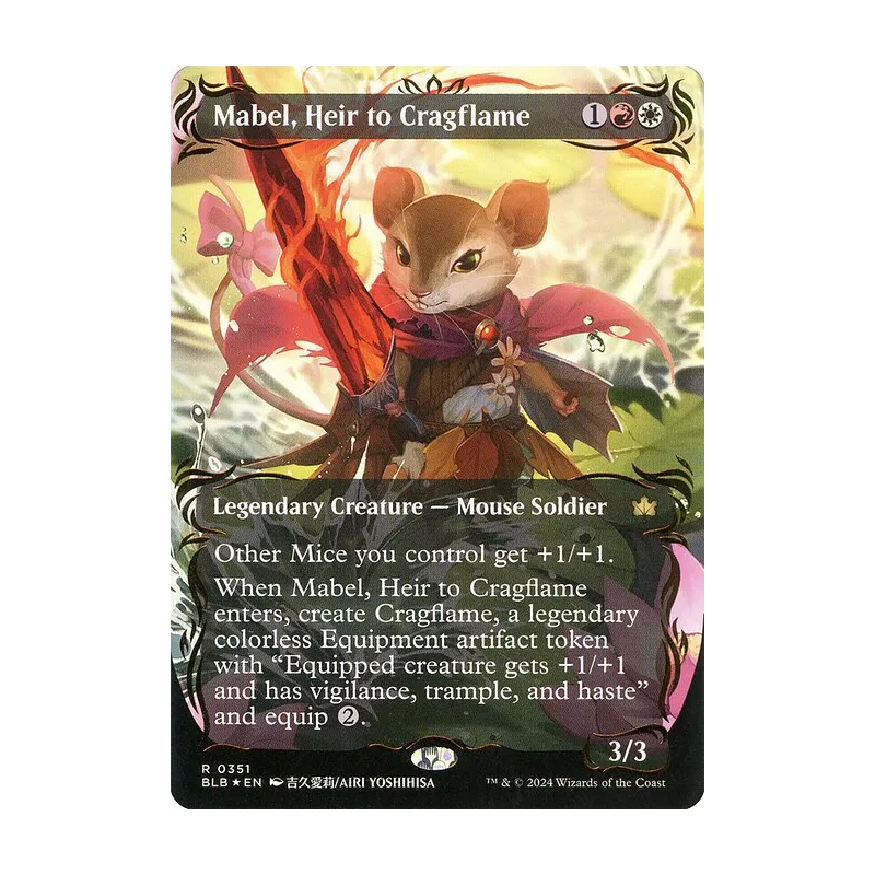 Mabel, Heir to Cragflame (Borderless) (Raised Foil) - Bloomburrow (Foil Near Mint)