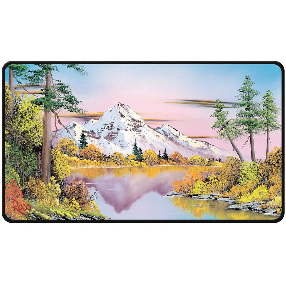 Tapis De Jeu Bob Ross 'Mighty Mountain Lake' - Bord Cousu, Antidérapant, 61x34 Cm - Ultra PRO