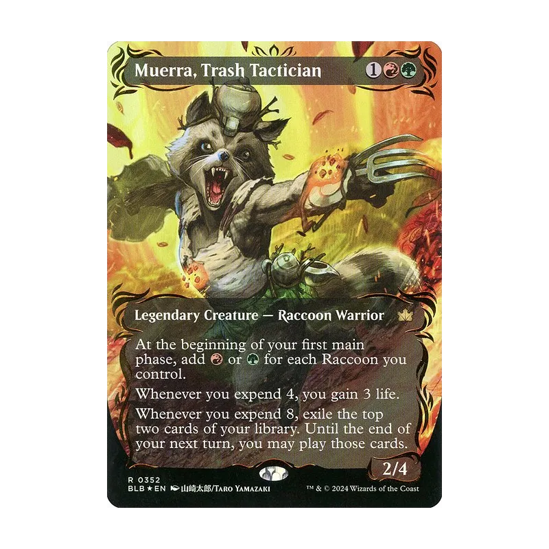 Muerra, Trash Tactician (Borderless) (Raised Foil) - Bloomburrow (Foil Near Mint)