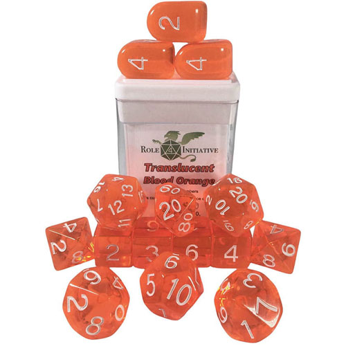 R4I Dice w/ Arch'd4: Translucent - Blood Orange w/ White (15) (Clearance) R4I Dice w/ Arch'd4: Translucent - Blood Orange w/ White (15) (Clearance)