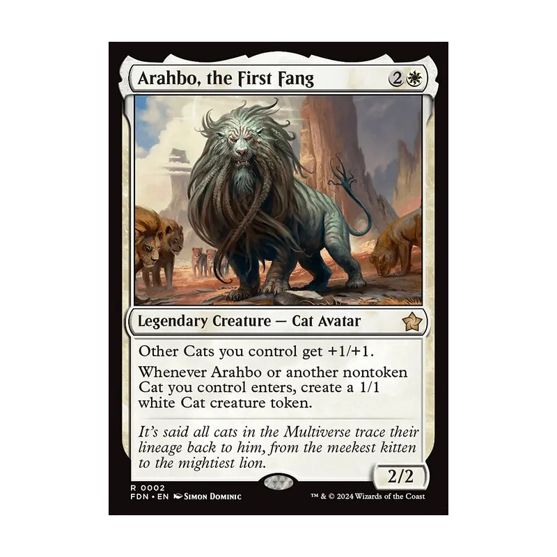 mtg foundations cat cards Arahbo, the First Fang Foundations (FDN) #4 Illustrated by Chris Seaman Magic MtG Foundations Uncommon FOIL Ajani's