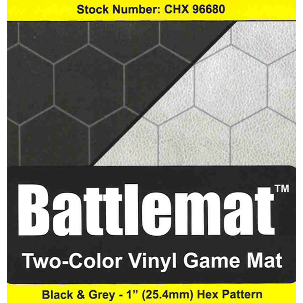 Reversible Battlemat: 1-inch Hex - Black/Grey (23.5 x 26in) (Clearance)