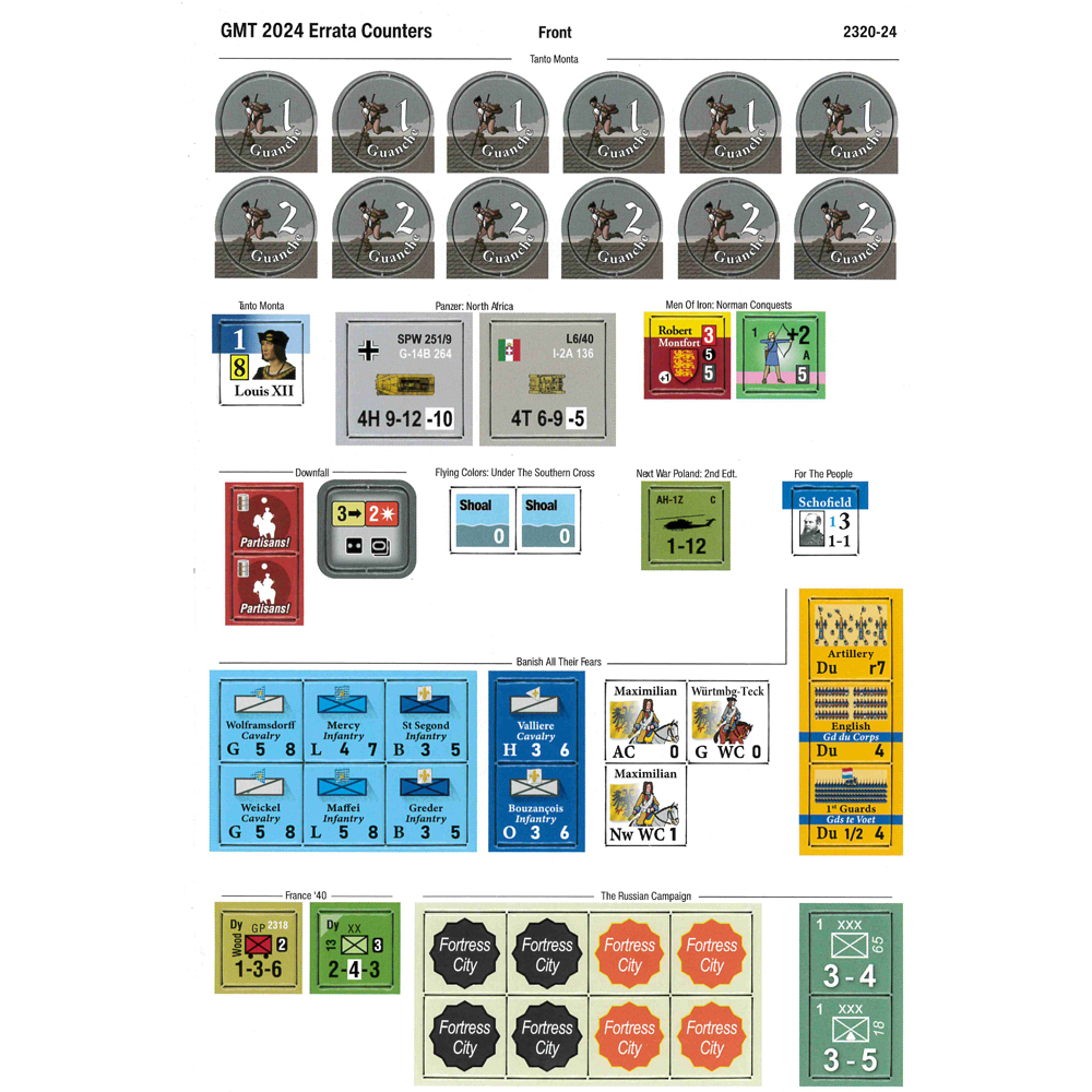 GMT Games 2024 Errata Counter Sheet GMT Games 2024 Errata Counter Sheet
