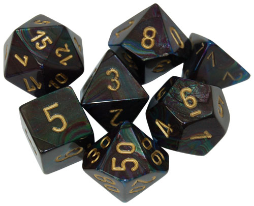 Chessex Dice Set: Lustrous Shadow/Gold (7) Chessex Dice Set: Lustrous Shadow/Gold (7)