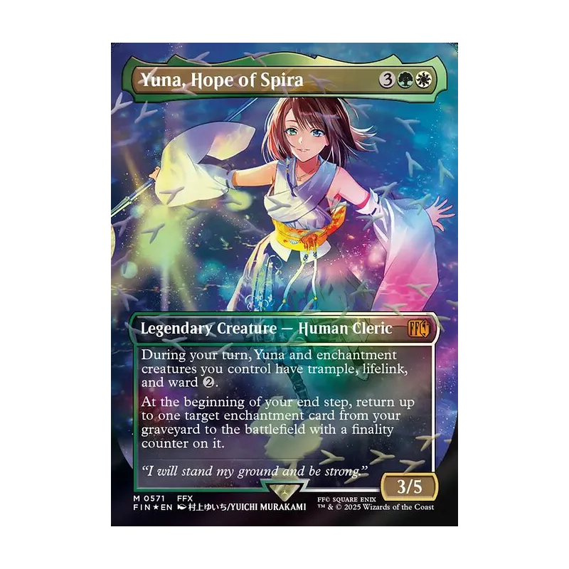 Yuna, Hope of Spira (Borderless) (Chocobo Track Foil) - Final Fantasy (Foil Near Mint)