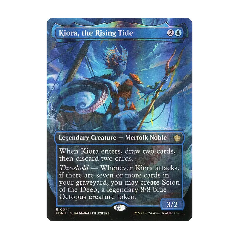 Kiora, the Rising Tide (Borderless) (Mana Foil) - Foundations (Foil Near Mint)