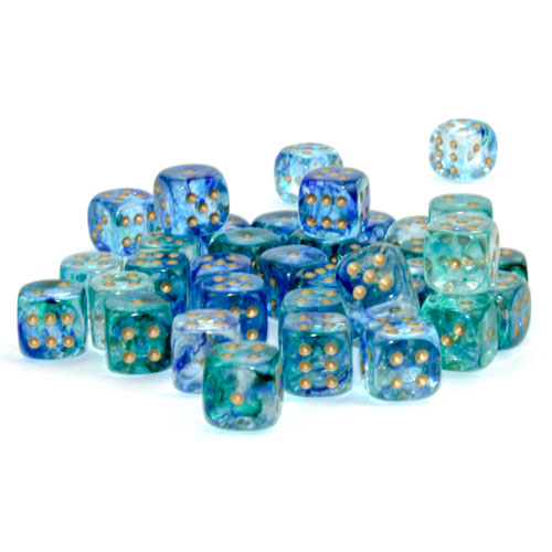 Chessex 12mm d6 Set: Nebula Luminary - Oceanic w/Gold (36)