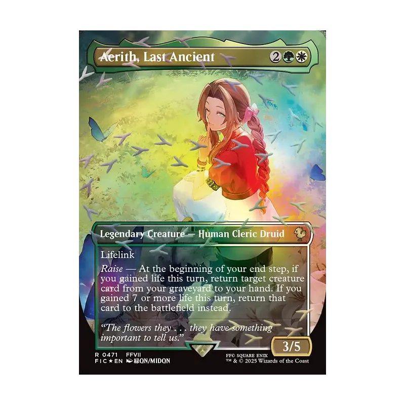Aerith, Last Ancient (Borderless) (Chocobo Track Foil) - Final Fantasy Commander (Foil Near Mint)