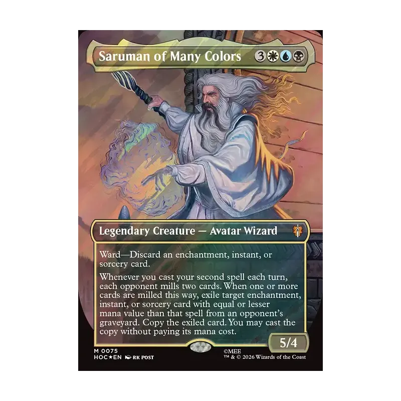 Saruman of Many Colors (Borderless) (Surge Foil) - The Hobbit Eternal (Foil Near Mint)