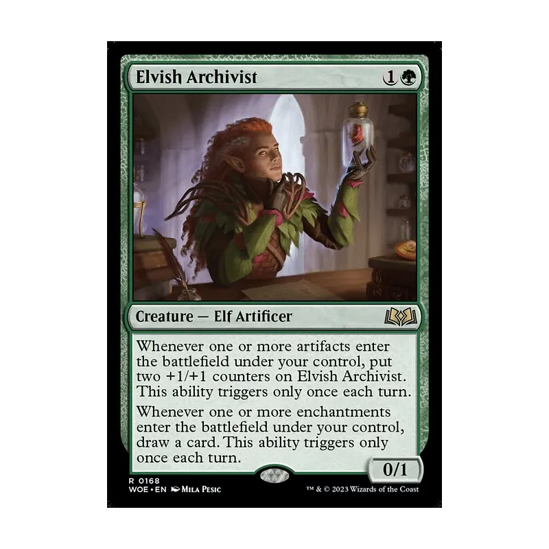 elf draw card mtg Elvish Archivist Mint / near mint condition trading card Kaldheim Reveals New Magic: The