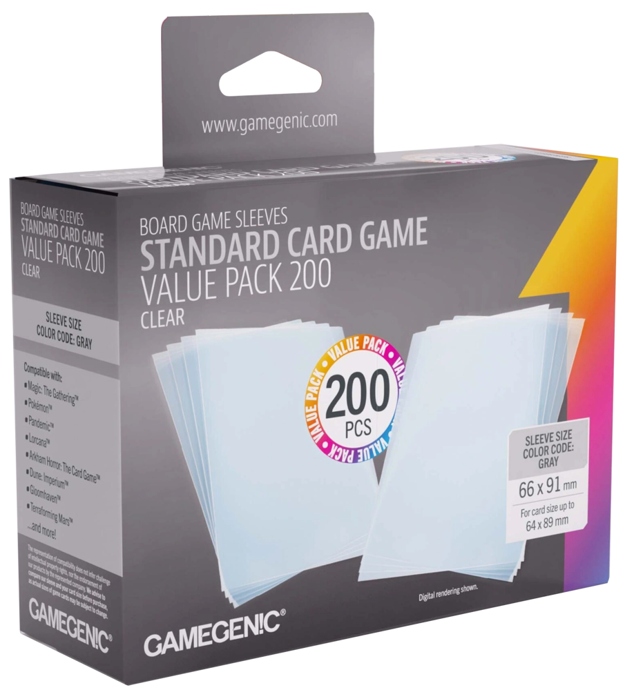 Prime Board Game Sleeves: Standard Card Game Value Pack - Clear (200)