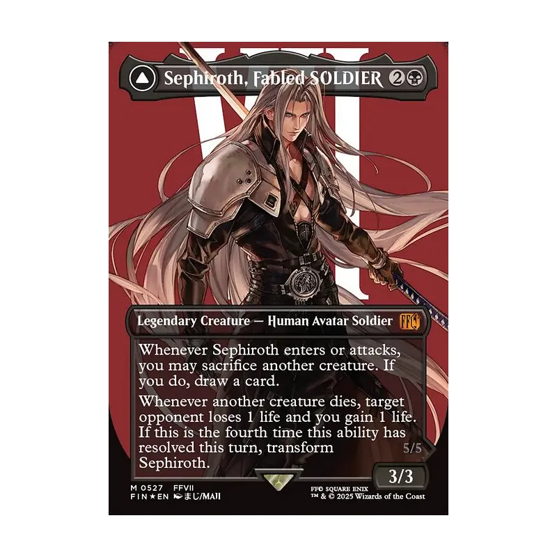 Sephiroth, Fabled SOLDIER // Sephiroth, One-Winged Angel (Borderless) (Surge Foil) - Final Fantasy (Foil Near Mint)