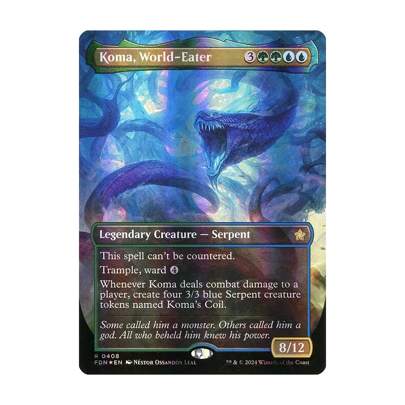 Koma, World-Eater (Borderless) (Mana Foil) - Foundations (Foil Near Mint)