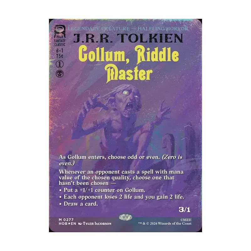 Gollum, Riddle Master (Borderless) (Surge Foil) - The Hobbit (Foil Near Mint)
