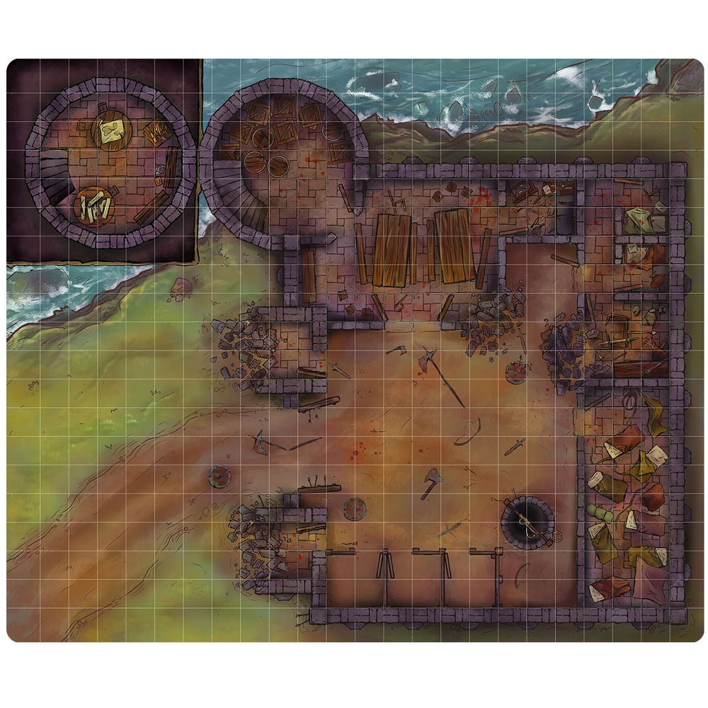Next Level Miniatures: Wet-Erase Vinyl Game Mat - Ruined Keep