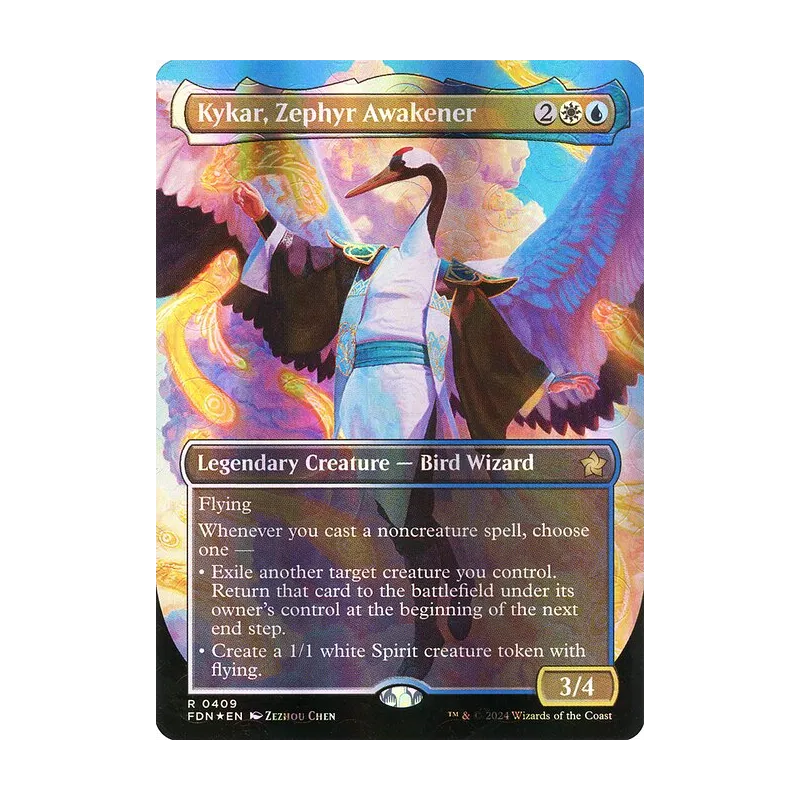 Kykar, Zephyr Awakener (Borderless) (Mana Foil) - Foundations (Foil Near Mint)