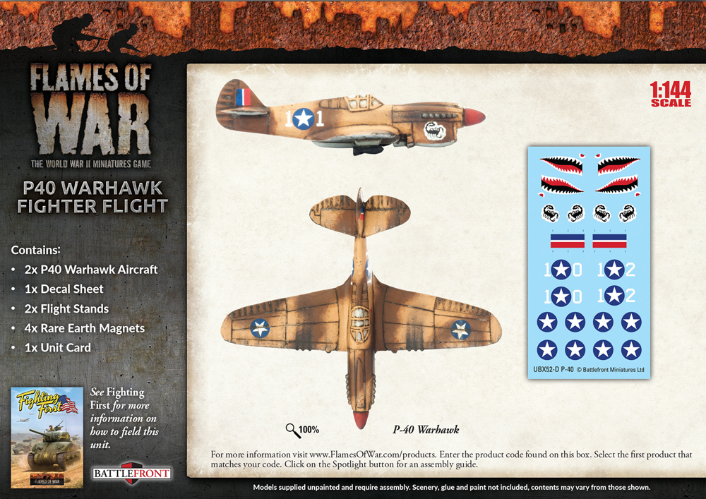 Flames of War WW2: US - P-40 Warhawk Fighter Flight