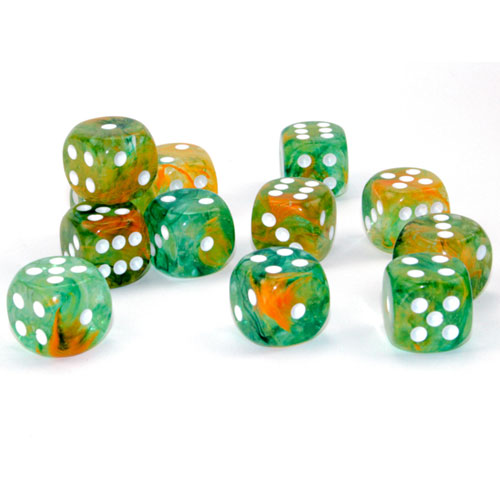 Chessex 16mm d6 Set: Nebula Luminary - Spring w/White (12) Chessex 16mm d6 Set: Nebula Luminary - Spring w/White (12)