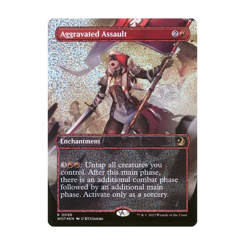 Aggravated Assault (Anime Borderless) (Confetti Foil) - Wilds of Eldraine: Enchanting Tales (Foil Near Mint)
