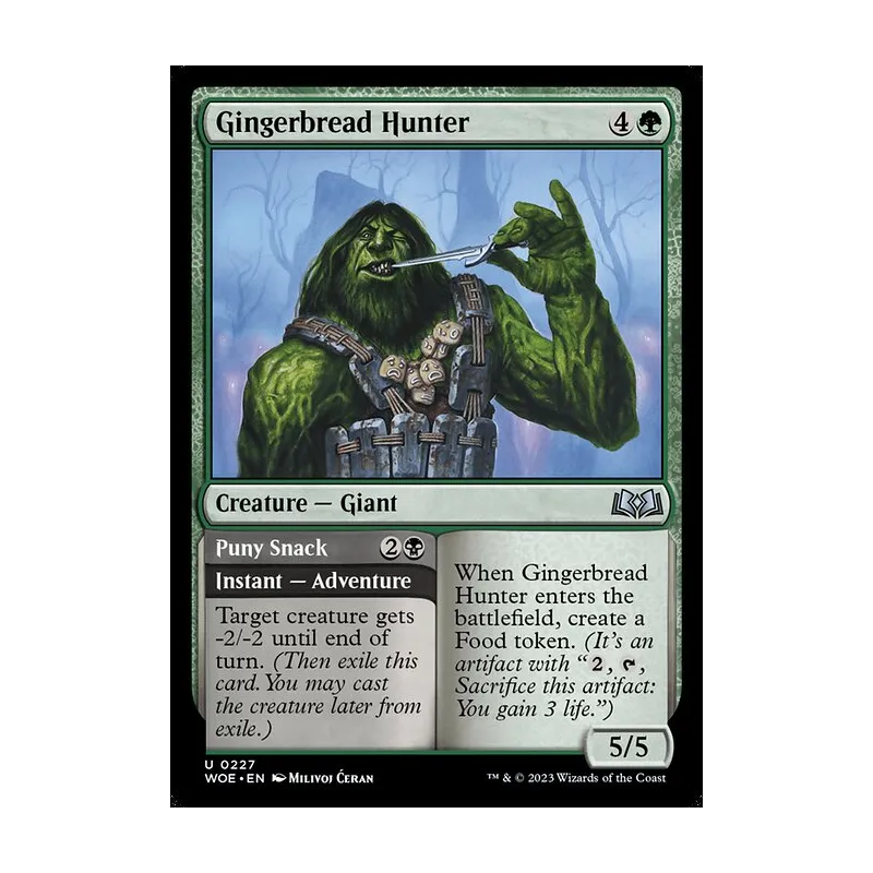 gingerbread cards mtg Wilds of Eldraine Token Set (MTG) Beadle & Grimm's Pandemonium Warehouse put a +1/+1 counter on Syr Ginger and scry 1. MTG Gingerbread Cabin of Eldraine