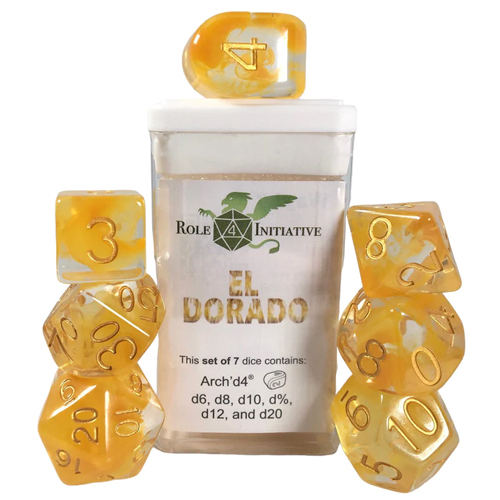 R4I Dice w/Arch'd4: Diffusion - El Dorado w/ Metallic Gold (7) (Last Chance)