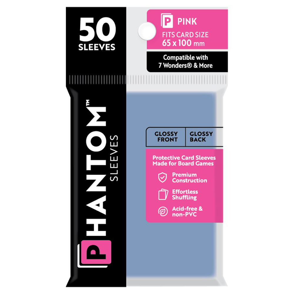 Phantom Sleeves: Pink Size 65 x 100mm - Glossy/Glossy (50)