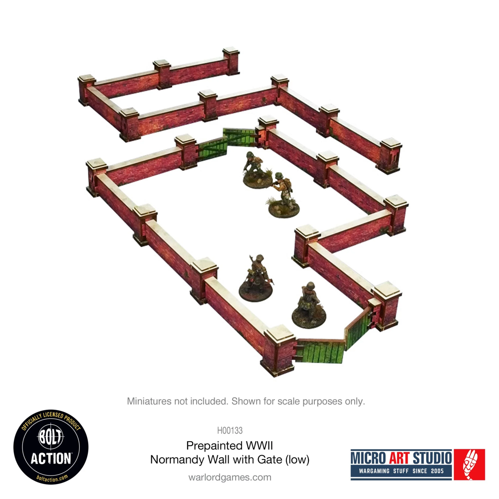 Bolt Action 3E: Pre-painted WW2 Normandy Walls with Gate (low) (Preorder)