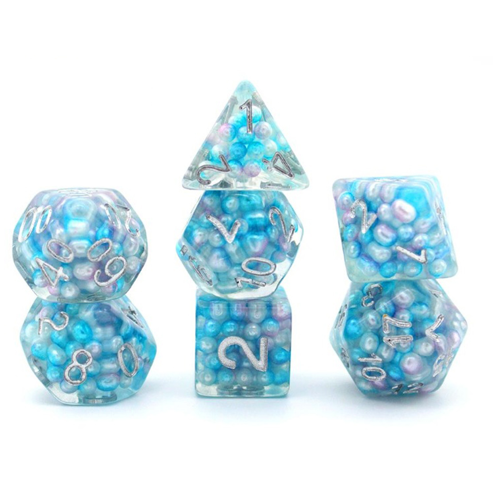 Game Plus Products 16mm Resin Dice: Colorful Ball - Blue and White (7)